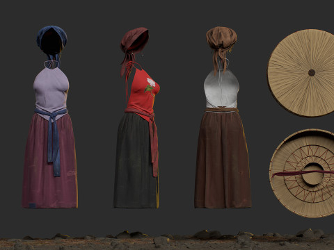 Realistic Asia Model 3D with Skirt Clothing 3D 모델