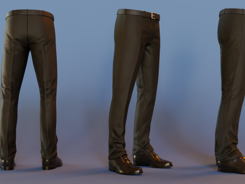 Men Pans with Shirt Blazer and Shoes Vest Velvet Red 3D Model