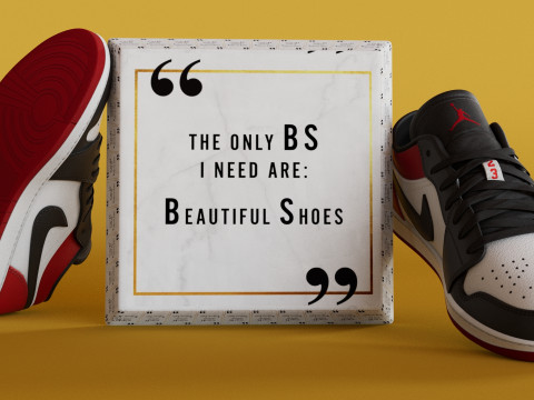 Low BlackToe Shoes 3Dモデル