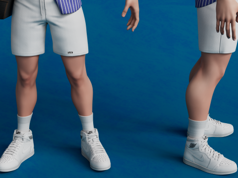 Chibi Boy with Shirt shorts Snecker Style Street Fashion 3Dモデル