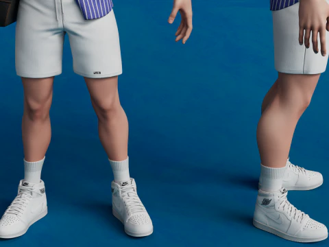 Chibi Boy with Shirt shorts Snecker Style Street Fashion 3D Model