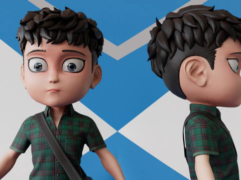 3D ChibiCaro Green with Shirt shorts Snecker Style 3D Model