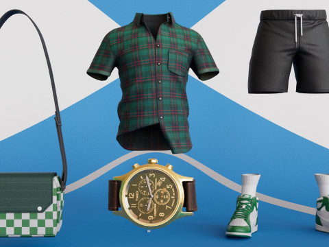 3D ChibiCaro Green with Shirt shorts Snecker Style 3D 모델