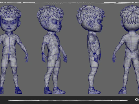 3D ChibiCaro Green with Shirt shorts Snecker Style 3D Model