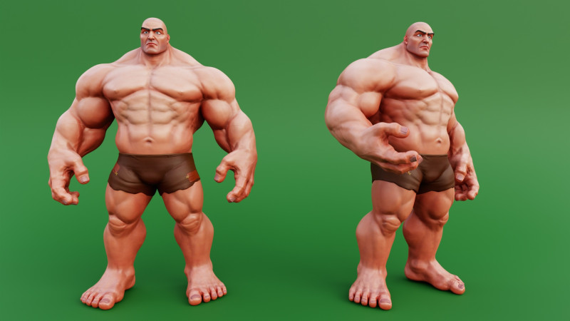 Stylized Huge Giant Man Anatomy Game Films 3D Модель .c4d .max .obj .3ds .fbx .stl .blend 