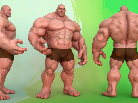 Stylized Huge Giant Man Anatomy Game Films 3D Model