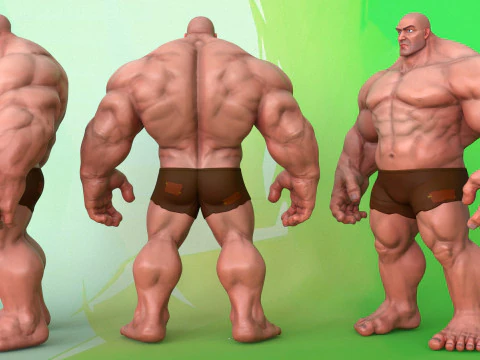 Stylized Huge Giant Man Anatomy Game Films 3D Model