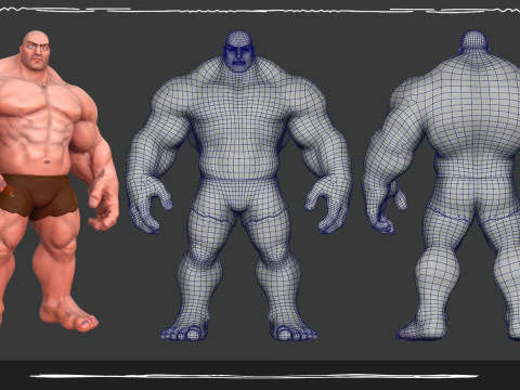Stylized Huge Giant Man Anatomy Game Films 3D Model