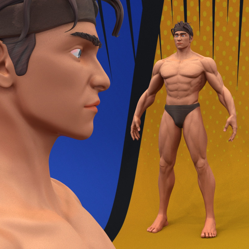 Stylized Body Hero Man Anatomy Game Films 3D मॉडल .c4d .max .obj .3ds .fbx .stl .blend
