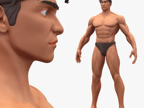Stylized Body Hero Man Anatomy Game Films 3D Model