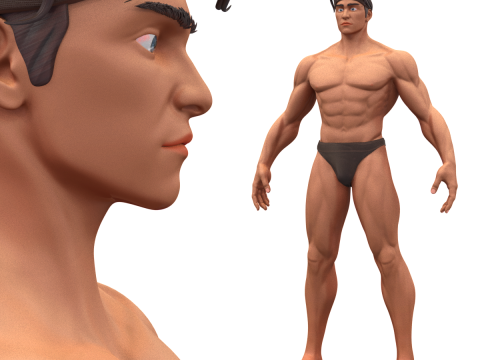 Stylized Body Hero Man Anatomy Game Films 3D Model