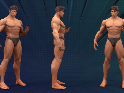 Stylized Body Hero Man Anatomy Game Films 3D Model