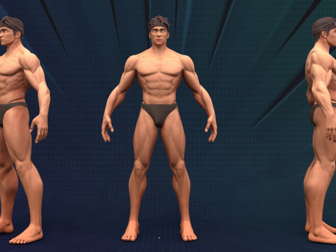 Stylized Body Hero Man Anatomy Game Films 3D Model