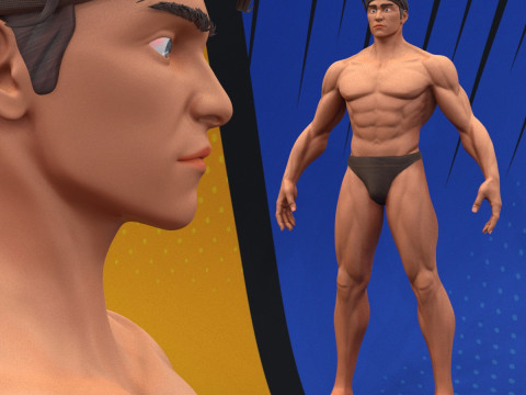 Stylized Body Hero Man Anatomy Game Films 3D Model