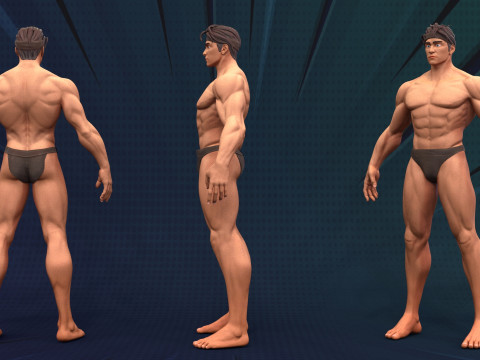 Stylized Body Hero Man Anatomy Game Films 3D Model