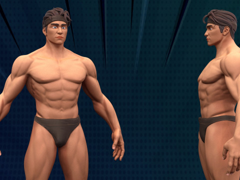 Stylized Body Hero Man Anatomy Game Films 3D Model