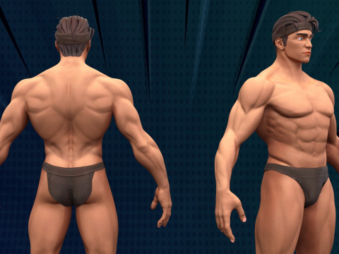 Stylized Body Hero Man Anatomy Game Films 3D Model