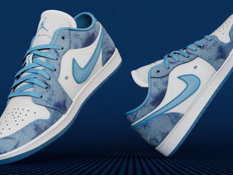 Кроссовки из денима с низкой потертостью 3D Модель