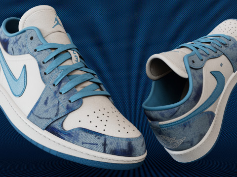 Кроссовки из денима с низкой потертостью 3D Модель