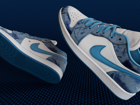 Кроссовки из денима с низкой потертостью 3D Модель