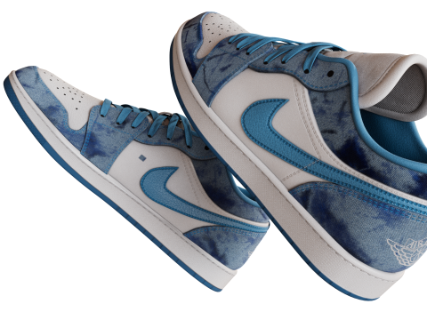 Кроссовки из денима с низкой потертостью 3D Модель