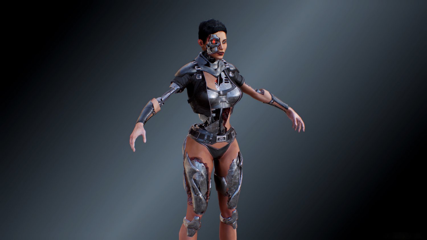 Cyberpunk robot 3d model фото 10