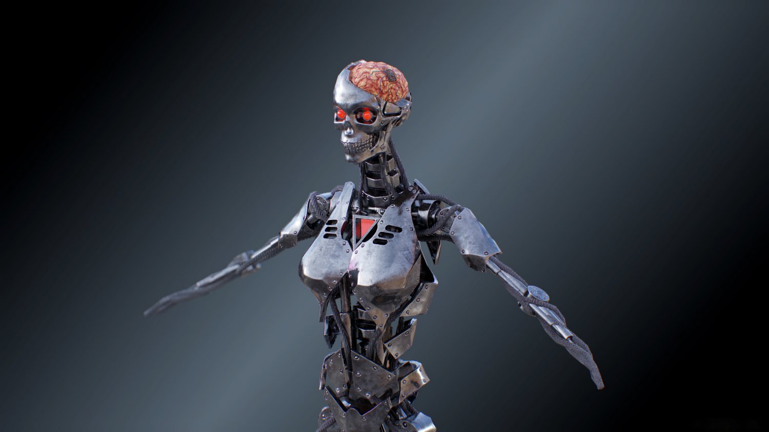 Cyberpunk robot 3d model фото 4
