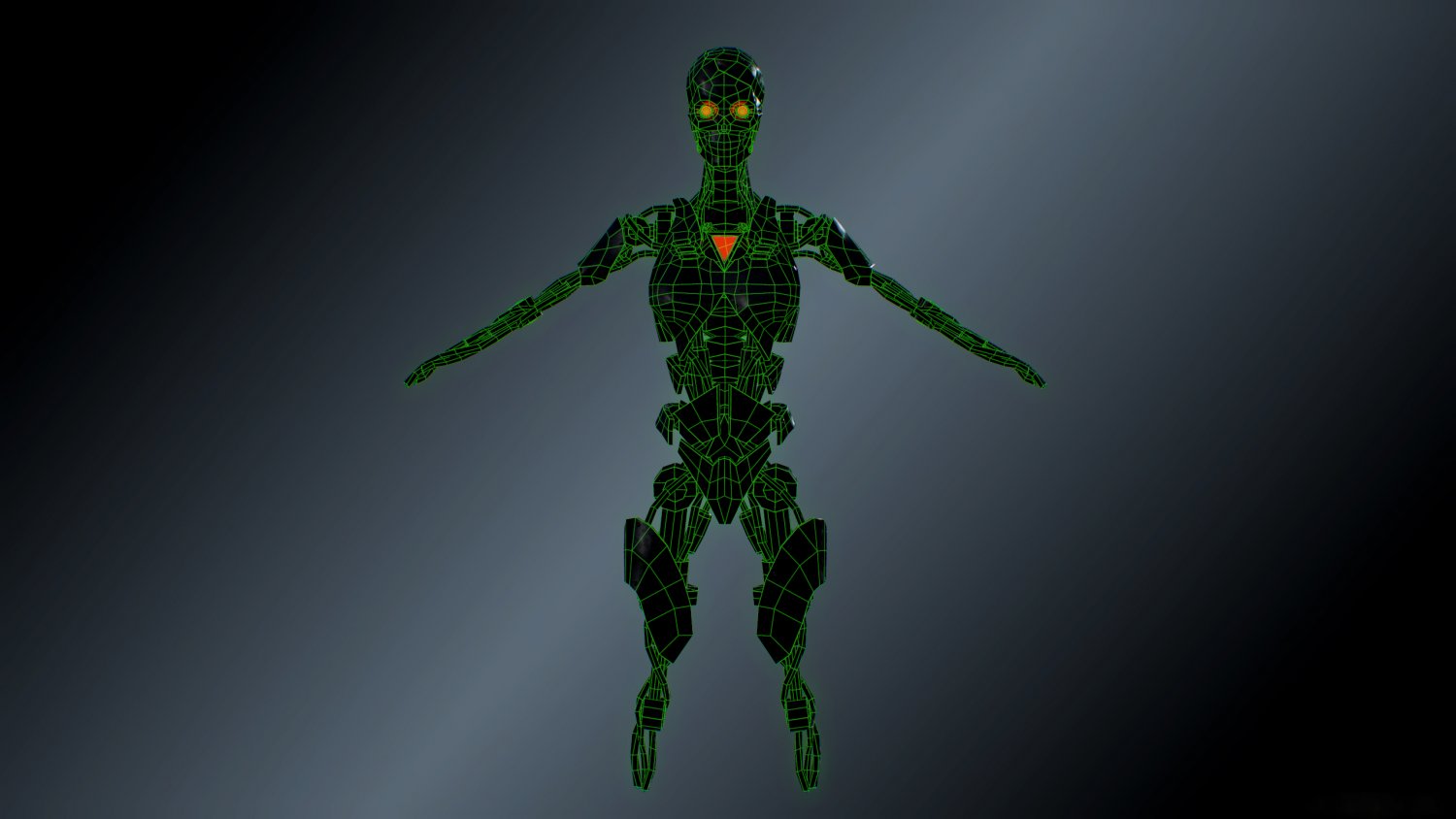 Cyberpunk robot 3d model фото 34