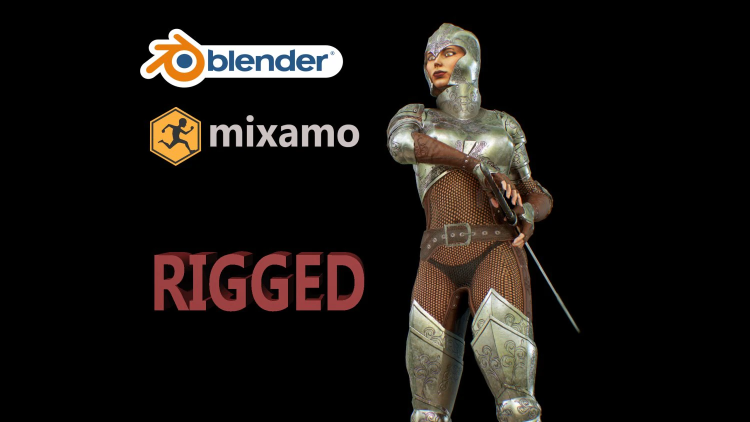 knight girl 2 3D Model .c4d .max .obj .3ds .fbx .stl .blend 