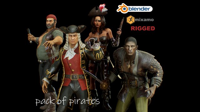 pack of pirates 3D 모델 .c4d .max .obj .3ds .fbx .stl .blend