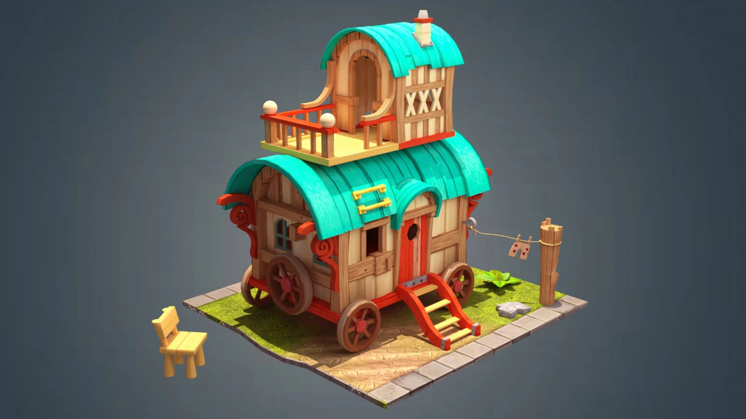 wagon 3D Model .c4d .max .obj .3ds .fbx .stl .blend 