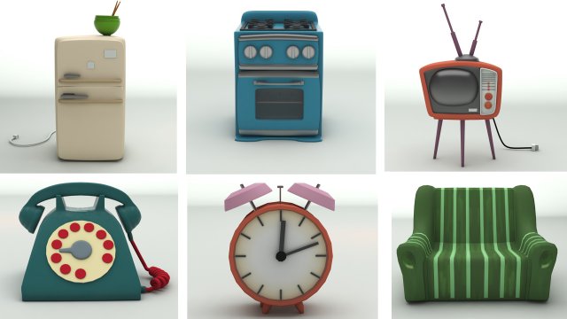 Cartoon furniture 3D Model .c4d .max .obj .3ds .fbx .stl .blend