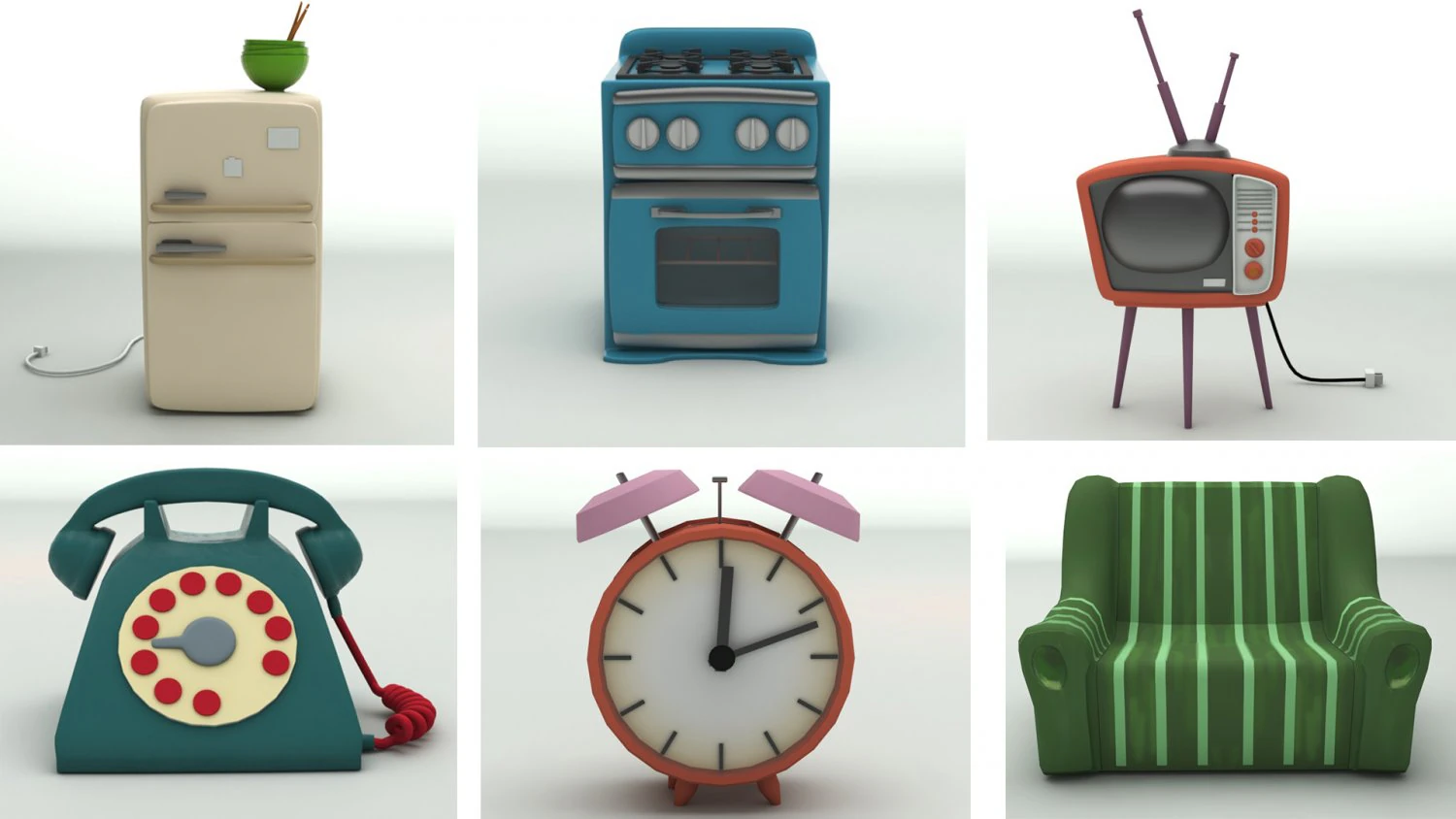 Cartoon furniture 3D Model .c4d .max .obj .3ds .fbx .stl .blend