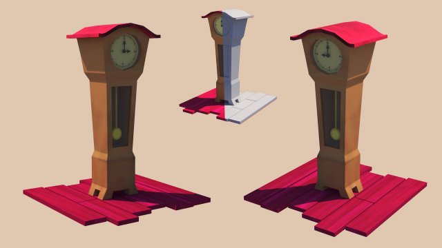 Pendulum clock Model 3D .c4d .max .obj .3ds .fbx .stl .blend 