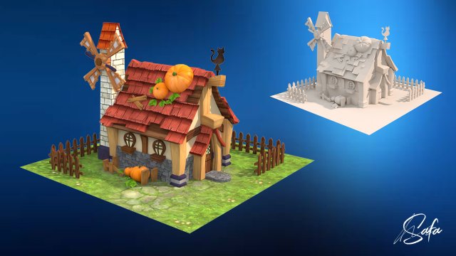 house cartoon 3D-Modell .c4d .max .obj .3ds .fbx .stl .blend 