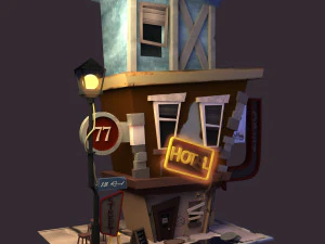 coffeshop street and hotel 3D Model