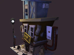 coffeshop street and hotel 3D Model