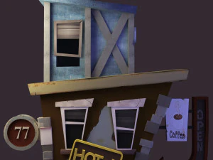 coffeshop street and hotel 3D Model