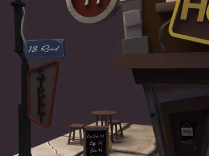 coffeshop street and hotel 3D Model