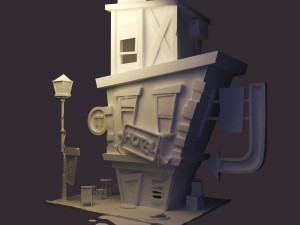 coffeshop street and hotel 3D 모델