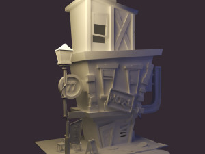 coffeshop street and hotel 3D 모델