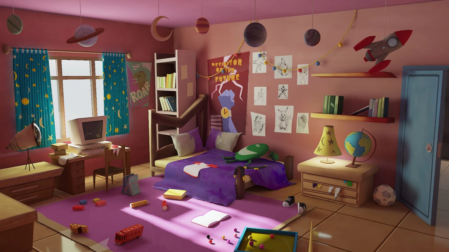 child bedroom cartoon 3D Model .c4d .max .obj .3ds .fbx .stl .blend