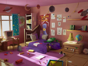 child bedroom cartoon 3D Model