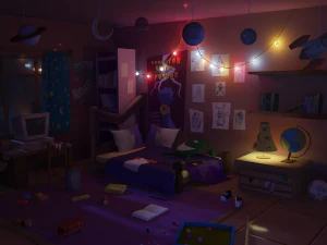 child bedroom cartoon 3D Model