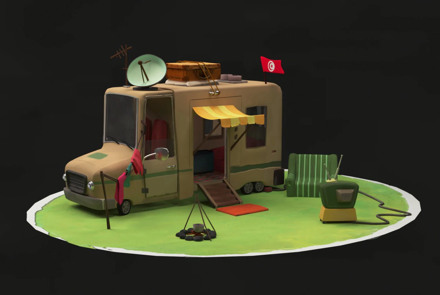 camping car 3D Model .c4d .max .obj .3ds .fbx .stl .blend