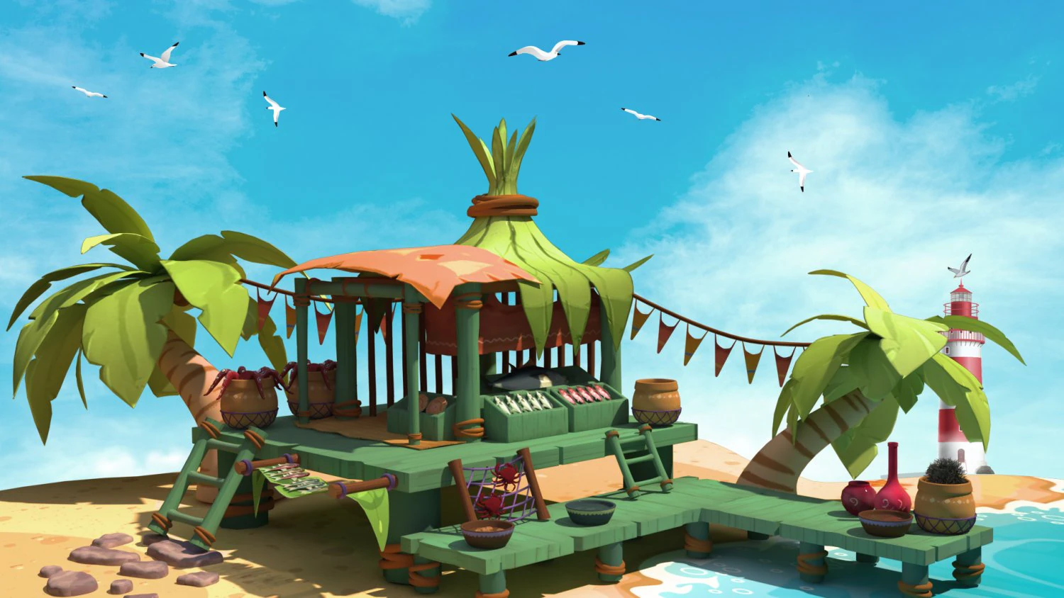 fish market sea 3D Model .c4d .max .obj .3ds .fbx .stl .blend