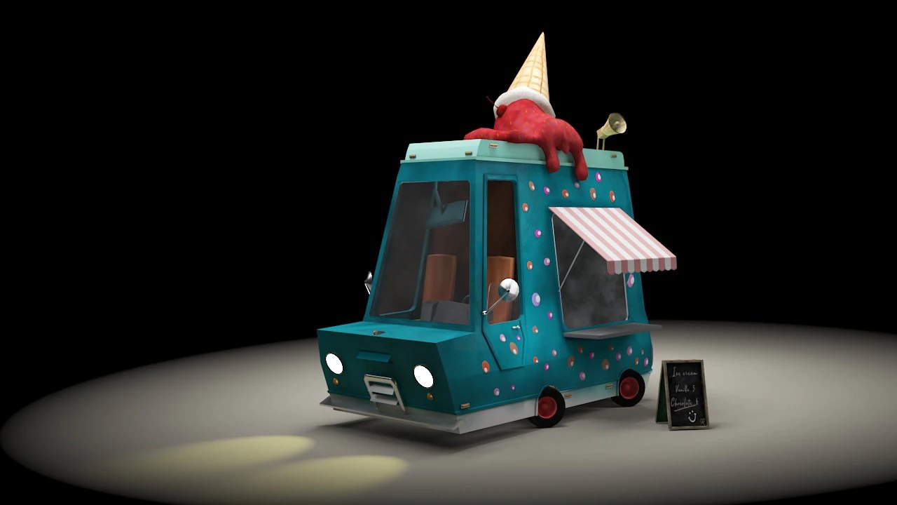 ice cream car 3D Model .c4d .max .obj .3ds .fbx .stl .blend 