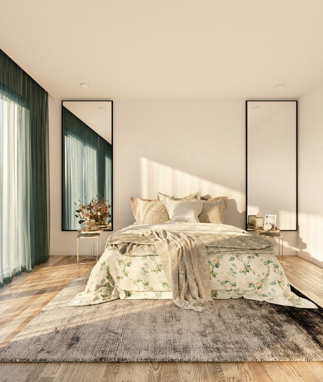 bedroom 3D 模型 .c4d .max .obj .3ds .fbx .stl .blend 