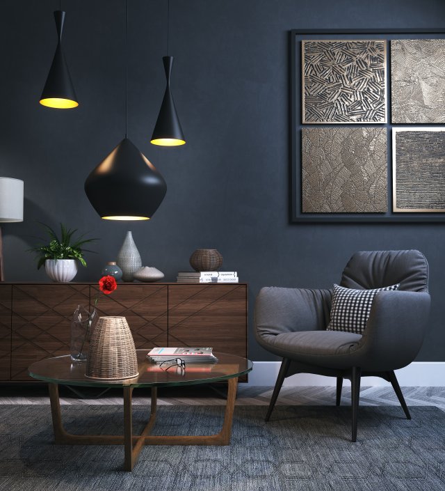 living room 3D मॉडल .c4d .max .obj .3ds .fbx .stl .blend 