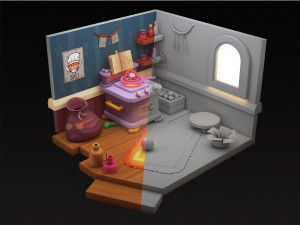 isometric kitchen Modèle 3D
